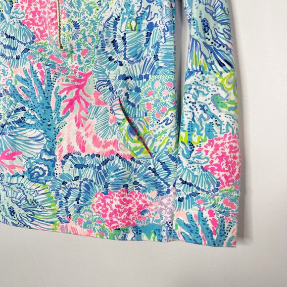Lilly Pulitzer XXS Blue Green Pink Skipper Popover Bali Blue Sway This Way UPF50 - Picture 4 of 8